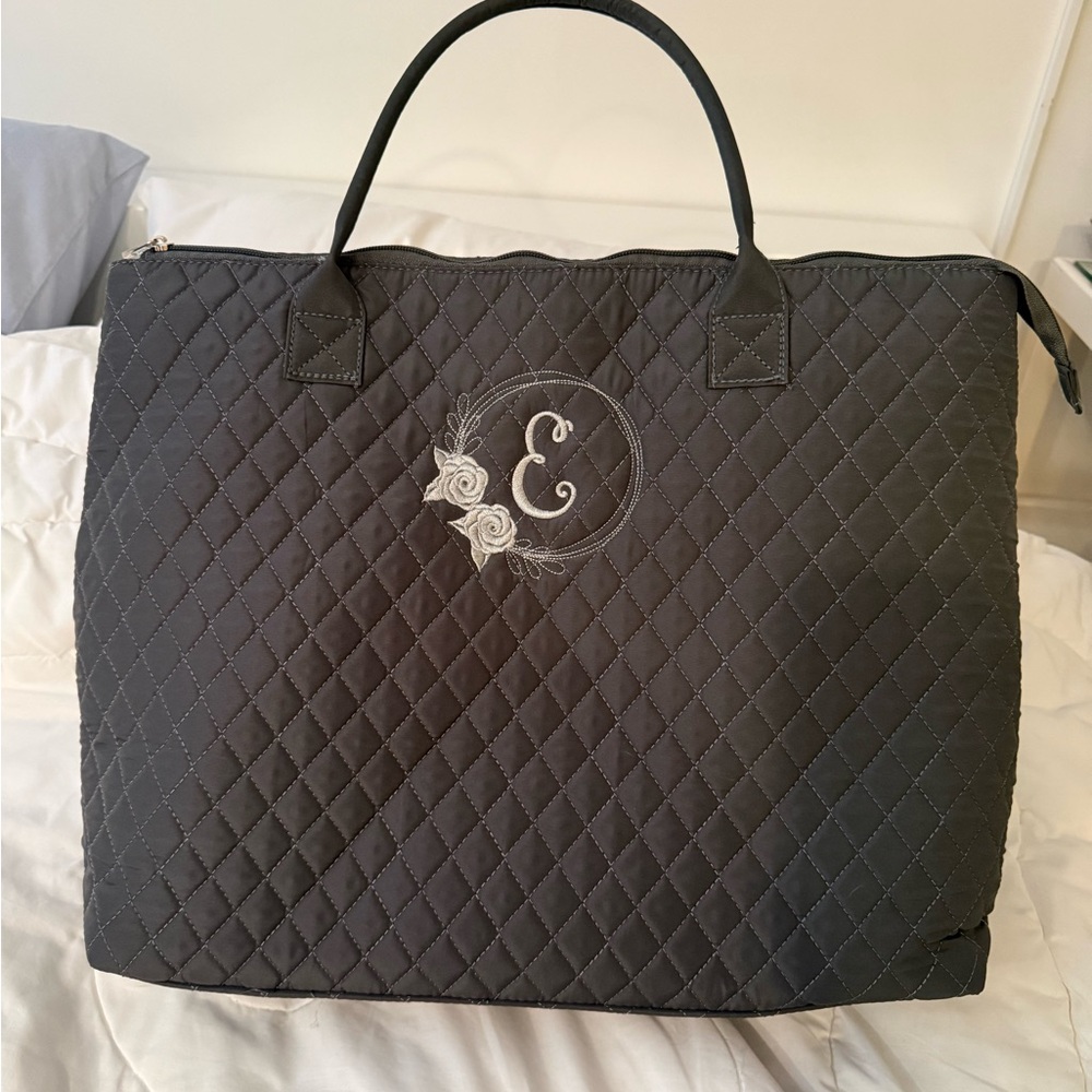 Elegant Gray Quilted NGil Custom ‘E’ Tote Bag